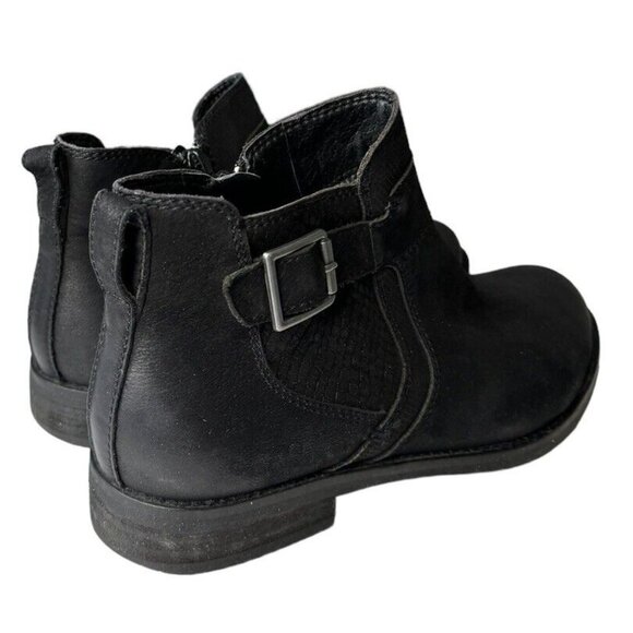 Abeo Yana Ankle Boots Women's 7.5 Black Nubuck Leather Comfort Side Zip Moto - Picture 4 of 10